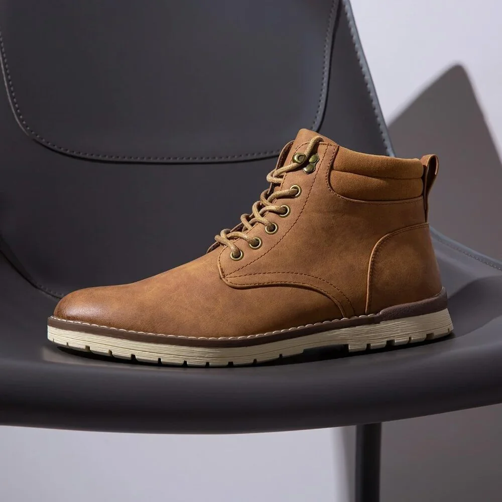 〽️Men's Chukka Hiking Boots Brown Waterproof Comfortable Casual Lace Up Shoes